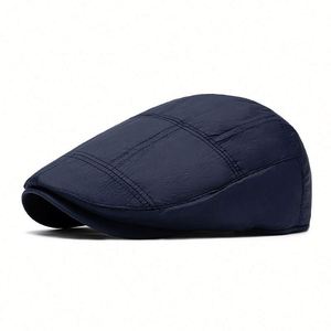 Autumn Winter Down Warm Ivy Hat <b>Men</b> Simple Quilted Beret Hat Retro Casual <b>Cap</b> Thickened Peaky <b>Caps</b> - Product Image 5