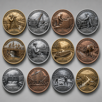 Pièce commémorative 3D du Canal de Panamá, pièce de défi d'ingénierie en métal, médaille souvenir en or antique avec étui
