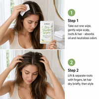 Lingettes nettoyantes pour cheveux à la niacinamide, au zinc PCA et à l'extrait de thé vert, absorbantes d'huile, sans rinçage, pour rafraîchir et donner du volume aux racines