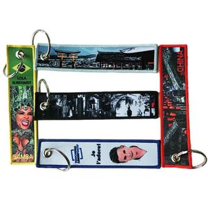 High Quality Embroidery Customized Double Sided Fabric Key <b>Chains</b> Key Ring Key Tag - Product Image 2