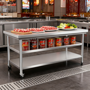 Bàn làm việc nhà bếp thương mại bằng thép không gỉ, có thể tùy chỉnh, bán buôn - Product Image 2