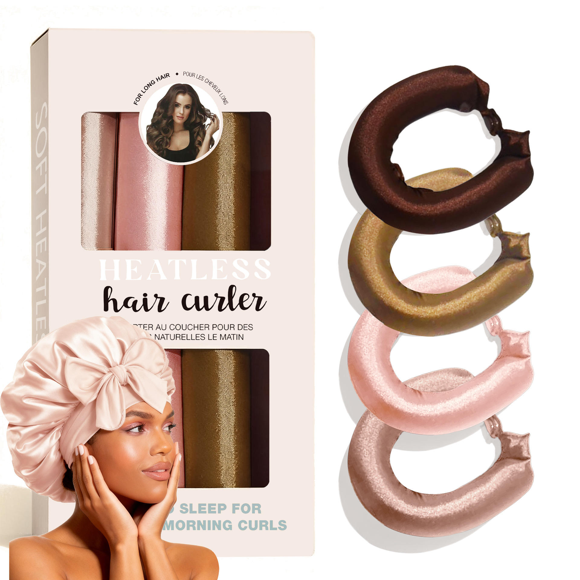 กาแฟสีน้ำตาลผสมสี-หมวกคลุมผม-กล่องห้าชิ้น