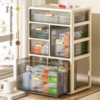 Armoire à pharmacie en plastique, unité de rangement de bureau de style tiroir, style moderne minimaliste, compartiments organisateurs à plusieurs niveaux