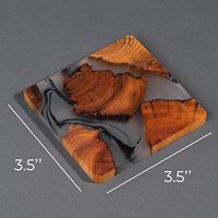 Ensemble de 4 sous-verres modernes en bois de cèdre avec support, finition époxy, protège-tables pour boissons