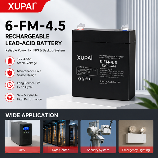 XUPAI 6-GFM-4.5 Sealed VRLA Lead Acid Battery 12V 4.5Ah 54Wh Deep Cycle Rechargeable for Small UPS Security Systems Toys Backup