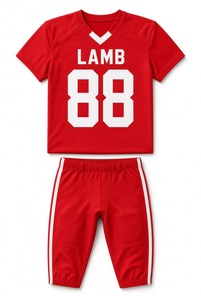 Conjunto de Camiseta de Fútbol con Cuello en V Lamb 88 Roja para Niños, Pantalones Cortos y Camiseta de Poliéster, Ropa Infantil para Todas las Temporadas - Product Image 1