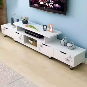Mobile TV Moderno Estensibile in Legno, Console Multimediale con Armadietto Contenitore, <span class=keywords><strong>Centro</strong></span> Intrattenimento da Terra per Soggiorno - Product Image 1