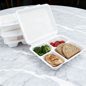 Boîte en pulpe de canne à sucre biodégradable à <span class=keywords><strong>emporter</strong></span> - Product Image 5