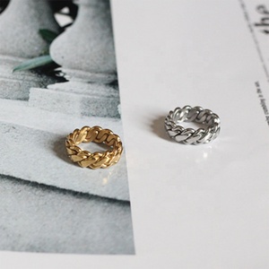 Craft Wolf 2026 Joyería <span class=keywords><strong>Fina</strong></span> de Moda <span class=keywords><strong>para</strong></span> Mujer y Hombre, Anillo de Cadena Cubana Delicado de Acero Inoxidable Chapado en Oro y Plata, Fábrica de Joyería - Product Image 4