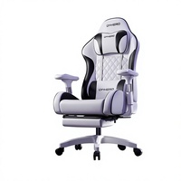 Chaise de jeu ergonomique moderne avec accoudoirs réglables, dossier inclinable, revêtement en cuir PU, base à cinq branches, roulettes et mousse haute élasticité
