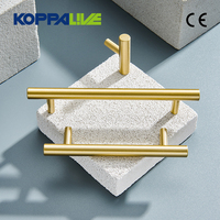 Koppalive Or Cabinet Tire Poignée Boutons En Laiton Mat Meubles Cuisine Armoire Porte T Bar Poignée