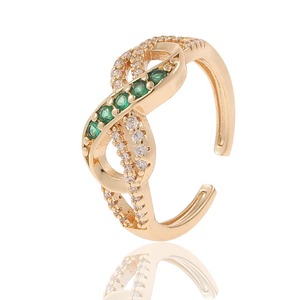 Anillo de Bisutería de Acero Inoxidable con Circonita Verde, Anillos de Joyería de Moda para Mujer, Oro Laminado de 18K, Venta al <span class=keywords><strong>por</strong></span> <span class=keywords><strong>Mayor</strong></span> - Product Image 5