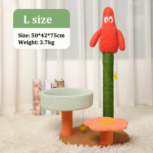 Poste Rascador de Gato Pequeño Hombre Rojo con Bola de Resorte <span class=keywords><strong>Plataforma</strong></span> de Salto Estrella Colgante - Product Image 4