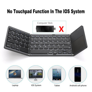 Clavier sans fil Bluetooth B033 pliable avec pavé <span class=keywords><strong>tactile</strong></span> USB rechargeable pour ordinateur portable, <span class=keywords><strong>tablette</strong></span>, téléphone portable - Nouveau modèle en plastique - Product Image 6