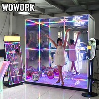 Décoration Lumineuse de Mariage WOWORK 2026 Détachable LED RGB Miroir Photo Booth Box Support de Toile de Fond pour Événement de Fête