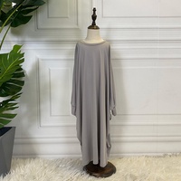 6379 #   Robe Abaya pour filles, mignonne, respirante, pour l'hiver, le printemps et l'automne, à manches chauve-souris, longue et ample, en polyester, pour musulmanes
