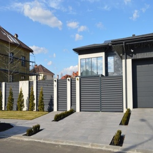 Panneau de clôture de jardin en acier métallique, écrans de sécurité et d'intimité, <span class=keywords><strong>portail</strong></span> à lattes, clôture décorative en aluminium à lattes - Product Image 6