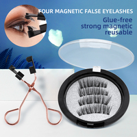 4 pièces de haute qualité magnétique 3D Dense magnétique sans adhésif faux cils DIY Volume Cluster Kit d'extension de cils individuels
