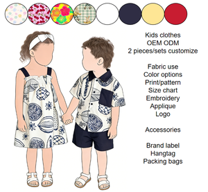 Completo Set Estivo 2026 Personalizzato per Bambini e Bambine, Abiti Casual con Stampa Frutta per Fratello e Sorella, Coordinati in Cotone Misto per Neonati - Product Image 1