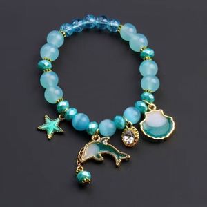 Pulsera de Estilo Vacacional para Mujer con Piedras Naturales, Cristal, Cuentas de Palomitas, Conchas de Delfín y Estrellas, Diseño Oceánico - Product Image 4
