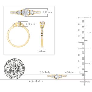 SGARIT custom Round Lab Grown White Diamond Classic Three <b>Stone</b> Engagement Ring for Women in 10K Solid Gold - Product Image 5