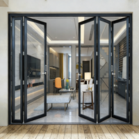 Porte pliante en aluminium pour intérieur Boton |   Filet en acier inoxydable en option |   Équipé d'un design moderne en verre simple