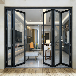 Porte pliante en aluminium pour intérieur Boton |   Filet en acier inoxydable en option |   Équipé d'un design moderne en verre simple - Product Image 3