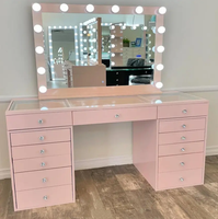 Coiffeuse avec miroir et éclairage, style européen moderne, tiroirs de rangement, mobilier de chambre, blanc nordique