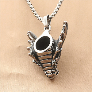 Dragon Pendant Necklace Stainless Steel Men's Animal <b>Head</b> Charm Retro <b>Style</b> 190175 - Product Image 2