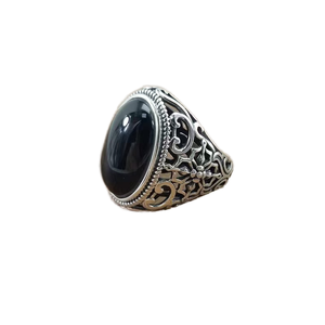 Anillo fino de Plata de Ley 925 <span class=keywords><strong>con</strong></span> estilo vintage <span class=keywords><strong>para</strong></span> hombre negro oxidado <span class=keywords><strong>con</strong></span> <span class=keywords><strong>piedras</strong></span> <span class=keywords><strong>preciosas</strong></span> regalo de forma ovalada - Product Image 1