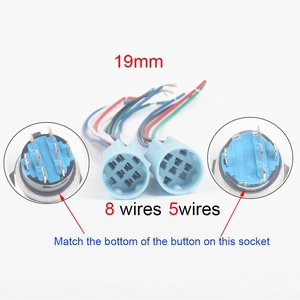 16/19/22/25มิลลิเมตรเชื่อมต่อสายไฟซ็อกเก็ตสำหรับโลหะปุ่มกดสวิทช์สายไฟ3-6สายโคมไฟที่มีเสถียรภาพปุ่มขั้วฐาน - Product Image 5