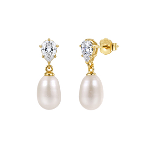 Rinntin GPE140 <span class=keywords><strong>Orecchini</strong></span> Pendenti in Argento Sterling 925 con Zirconia Cubica a Forma di Pera e Perla d'Acqua Dolce Naturale per Donne, Gioielli Eleganti - Product Image 3