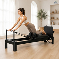 Pilates Reformers : Lit de Pilates léger en aluminium avec cadre noir mat pour l'entraînement à domicile