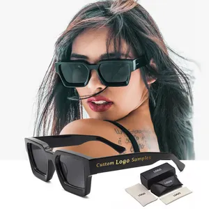 Gafas de sol cuadradas de acetato para mujer, lentes de sol con Logo personalizado, marco grueso, tamaño grande, Oem