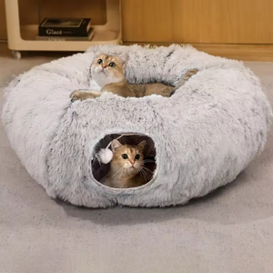 Túnel para Gatos de Peluche Multifuncional 2025, con Cama, Apto para Juguetes de Gatos de Interior, Cálido, Plegable, Cama Túnel para Gatos - Product Image 1