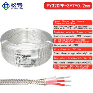 كابل تمديد مقاوم للبلاتين مع غمد خارجي PTFE وثلاثة نوى PTFE بيضاء دقيقة (سلك تعويض <span class=keywords><strong>PT100</strong></span>) - Product Image 6