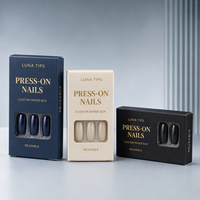 Boîte en carton recyclé écologique pour faux ongles, boîte rigide estampillée or, biodégradable, avec doublure en éponge haut de gamme