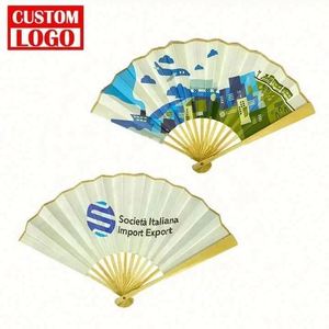Éventails pliants japonais et chinois vintage, personnalisés avec logo imprimé, promotionnels, grands, en bambou - Product Image 4