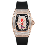 HANBORO Montre à quartz de luxe pour femme pour LOVE Collection Ruby Diamonds Square Case Silicone Band Glass Pointer Personalized Face