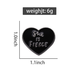 Elle est féroce Shakespeare citations émail broches personnalisé noir coeur broches revers Badges féministe bijoux cadeau pour femme amis - Product Image 6