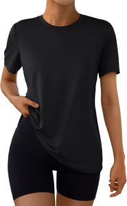 Tops de entrenamiento para mujer, camisetas de gimnasio de manga corta, camisetas de Yoga atléticas de verano, ropa informal holgada 2025 - Product Image 6