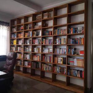 رف كتب خشبي مخصص من خشب الدردار القديم، رف تخزين خشبي صلب مثبت على الحائط، خزانة لغرفة المعيشة - Product Image 4