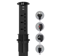 Prise électrique escamotable motorisée standard australienne avec ouverture de 65 mm, prise de bureau encastrée cachée avec USB pour la maison, la cuisine, le bureau