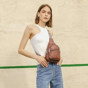 Estilo <span class=keywords><strong>Vintage</strong></span> elegante Crossbody Messenger couro bolsa cinta ajustável Fanny Pack Zipper encerramento portátil impermeável feminino - Product Image 3