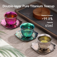 Tasse à thé en titane à double paroi multi-tailles, tasse à thé Kung Fu portable pour le camping en plein air, mini tasse en titane pour la préparation du thé individuelle