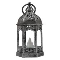 Lanterne porte-bougie électronique en plastique de style européen, vintage, inspirée des festivals marocains, fonction lampe à huile, ornement de petite taille C89