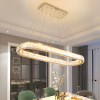 Lustre moderne de luxe léger en cristal, LED, télécommande, corps doré, design minimaliste et créatif, lampe de table haut de gamme pour bar, salle à manger, longue