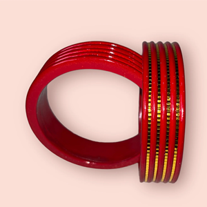 Danta Gems Festive Handmade <b>Red</b> Lac Bangles Gold Plated Finish Stylish Traditional Jewelry Featuring Micro Insert Inlay for - Product Image 3