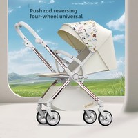 Cochecito de Bebé Metálico Reversible de Alta Gama; Plegable y Portátil; Diseño con Amortiguación en las Cuatro Ruedas; Ligero y de Desplazamiento Suave; 25 kg