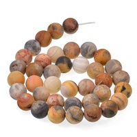 Perles rondes naturelles, Agate fou, pour la fabrication de bijoux, 1 pièce, jolis, effet mat et givré